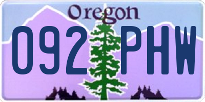 OR license plate 092PHW
