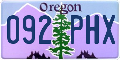 OR license plate 092PHX