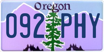 OR license plate 092PHY