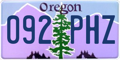 OR license plate 092PHZ