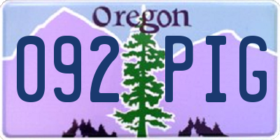 OR license plate 092PIG