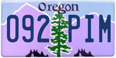 OR license plate 092PIM