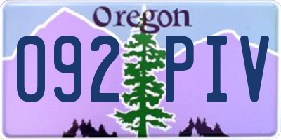 OR license plate 092PIV