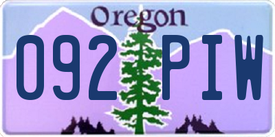 OR license plate 092PIW