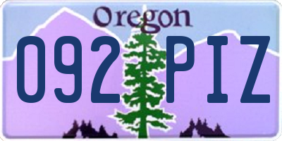 OR license plate 092PIZ