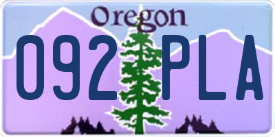 OR license plate 092PLA