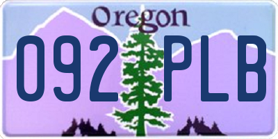 OR license plate 092PLB
