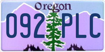 OR license plate 092PLC