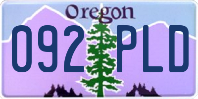 OR license plate 092PLD