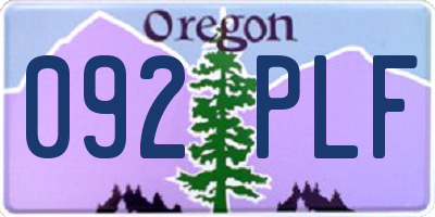 OR license plate 092PLF