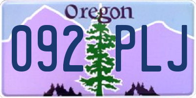 OR license plate 092PLJ