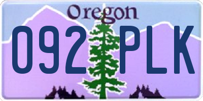 OR license plate 092PLK