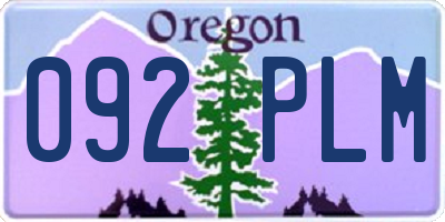 OR license plate 092PLM