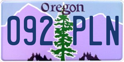 OR license plate 092PLN