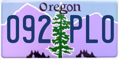 OR license plate 092PLO