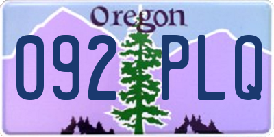 OR license plate 092PLQ