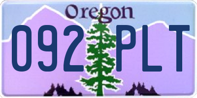 OR license plate 092PLT