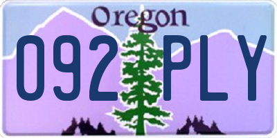 OR license plate 092PLY