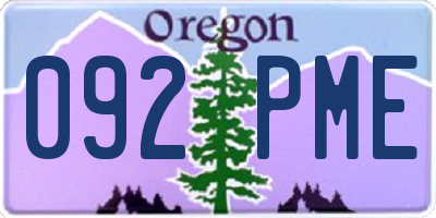 OR license plate 092PME
