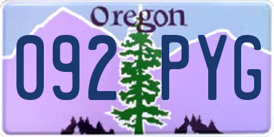 OR license plate 092PYG