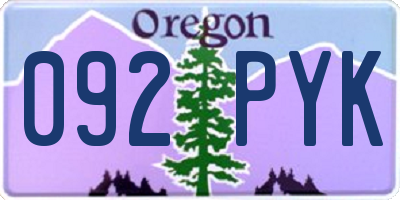 OR license plate 092PYK