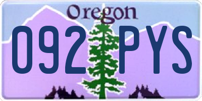 OR license plate 092PYS