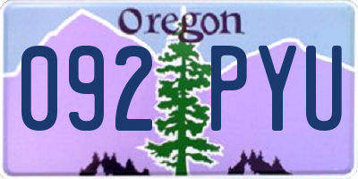 OR license plate 092PYU