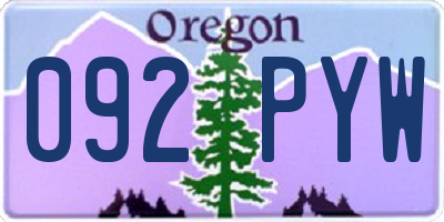 OR license plate 092PYW