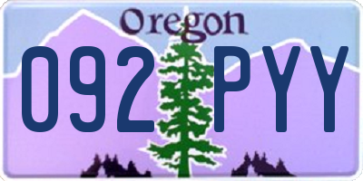 OR license plate 092PYY
