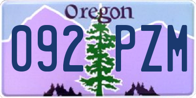 OR license plate 092PZM