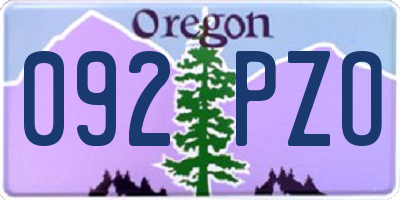 OR license plate 092PZO