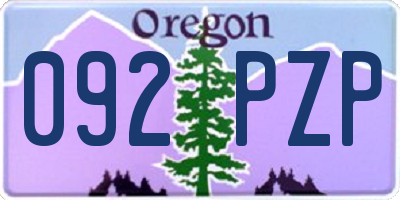 OR license plate 092PZP