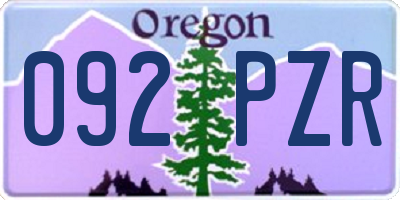 OR license plate 092PZR