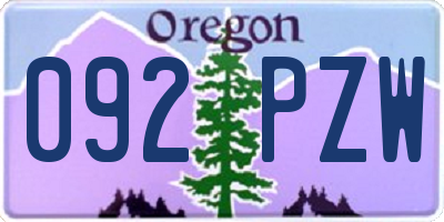 OR license plate 092PZW