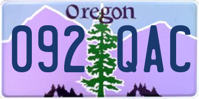 OR license plate 092QAC
