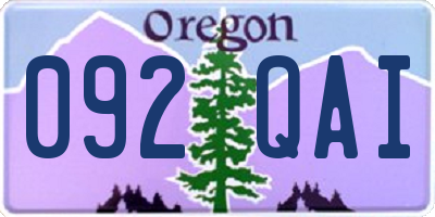 OR license plate 092QAI