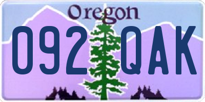 OR license plate 092QAK