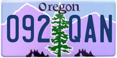 OR license plate 092QAN