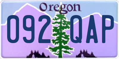 OR license plate 092QAP