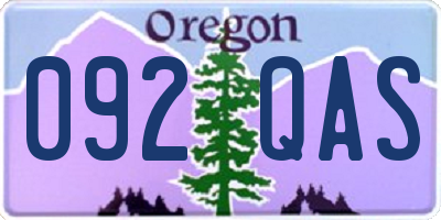 OR license plate 092QAS