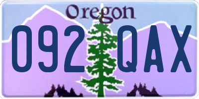 OR license plate 092QAX