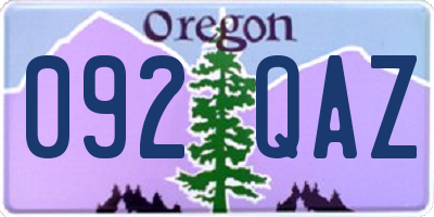 OR license plate 092QAZ