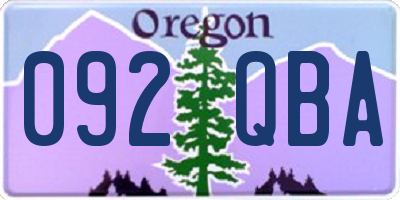 OR license plate 092QBA