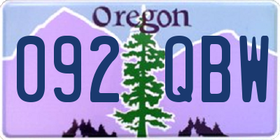 OR license plate 092QBW
