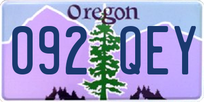 OR license plate 092QEY