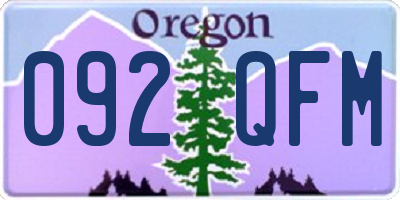 OR license plate 092QFM
