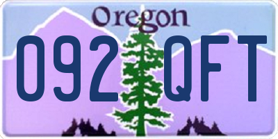 OR license plate 092QFT