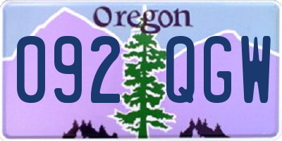 OR license plate 092QGW