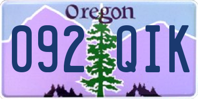 OR license plate 092QIK