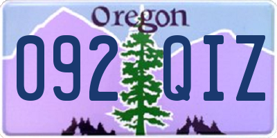 OR license plate 092QIZ